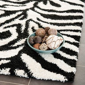 Zebra Area Rug, Flokati Rug, Rug Ivory, Square Area Rugs, Stylish Rugs, Black Animals, Floor Covering, Black Area Rugs, Black Rug