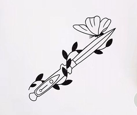 Knife Drawing, Z Tattoo, Knife Tattoo, Indie Drawings, Full Sleeve Tattoo, Hand Embroidery Design, Minimal Tattoo, Piercing Tattoo, How To Draw Hair