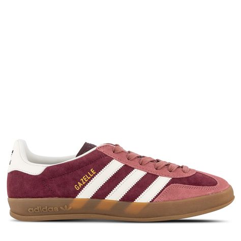 adidas Originals Gazelle Indoor Maroon & White Adidas Originals Gazelle, Converse Shop, Sneaker Lovers, Adidas Shop, Platform Loafers, Slides Shoes, Toe Designs, White Adidas, Retro Vibe