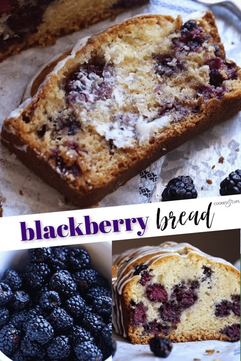 This Sweet Blackberry Quick Bread Recipe is loaded with blackberries and has a soft, buttery flavor. Plus, it's so easy to make! Dessert Recipes With Blackberries, What To Make With Fresh Blackberries, Blackberry And Peach Recipes, Blackberry Quick Bread, Blackberry Bread Easy, Recipes With Frozen Blackberries, Blackberry Dessert Recipes Easy, Recipe With Blackberries, Recipes For Blackberries