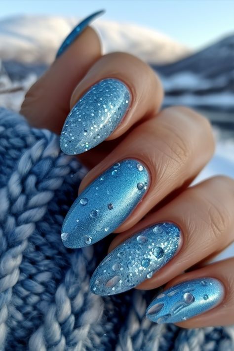 Ice Blue Nails Glacier Nails, Iceland Nails, Ice Blue Nails, Ice Nails, Blue Glitter Nails, Blue Aurora, Blue Nail Designs, Blue Nail, Art Winter