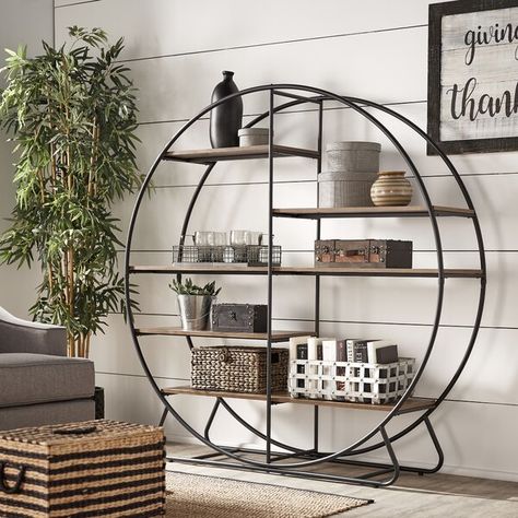 Circular Bookcase, Round Bookcase, Shelf Decor Living Room, Display Books, Bookcase Styling, Etagere Bookcase, Open Frame, Decor Trends, Clever Ideas