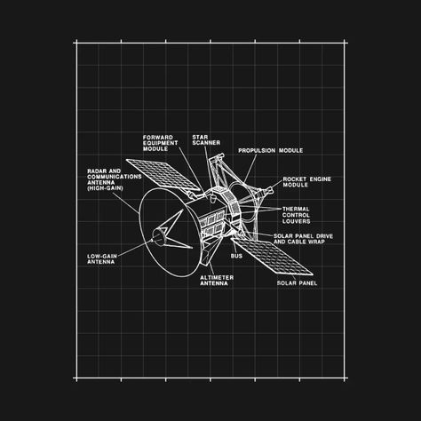 Modern Space Satellite Diagram - Space Satellite - T-Shirt | TeePublic Space Graphic Design Illustration, Space Graphic Design Poster, Theoretical Physics Aesthetic, Satellite Aesthetic, Schematics Design, Satellite Drawing, Satellite Wallpaper, Innovation Aesthetic, Nasa Graphic Design