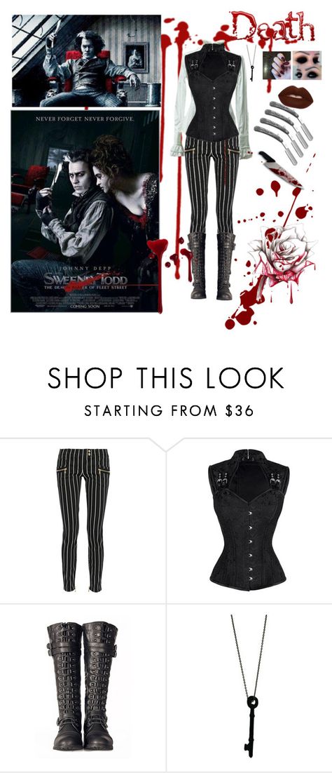 "Female Sweeney Todd" by x-shadow-phoenix-x ❤ liked on Polyvore featuring Fleet Street, Balmain, RetrÃ², Alex and Chloe and Lime Crime Female Sweeney Todd Costume, Sweeny Todd Outfit, Sweeney Todd Costume Female, Sweeney Todd Halloween Costumes, Sweeney Todd Inspired Outfit, Sweeney Todd Halloween Decorations, Sweeney Todd Outfit, Sweeney Todd Cosplay, Sweeney Todd Halloween