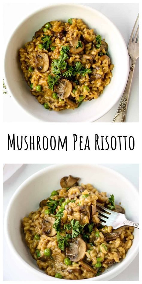 Mushroom Risotto With Peas, Mushroom And Pea Risotto, Risotto With Peas, Lentils Recipes, Easy Banana Pudding Recipe, Culinary Student, Easy Quinoa Salad, Pea Risotto, Homemade Banana Pudding Recipe