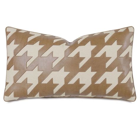 Eastern Accents Lodge Houndstooth Decorative Pillow | Perigold Leather Lumbar Pillow, Houndstooth Pillows, Leather Applique, Luxury Bedding Collections, Eastern Accents, Designer Bedding Sets, Leather Pillow, Bolster Pillow, Transitional Decor