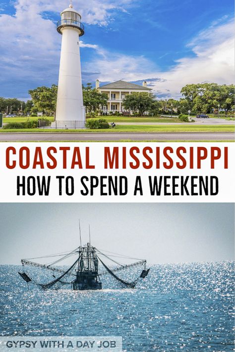 Weekend in Coastal Mississipi / weekend in Biloxi / weekend in Gulfport / things to do on the Mississippi coast / places to go on the Mississippi coast / visiting the secret coast / things to do in Biloxi / Biloxi beyond the casino / outdoor adventures in Biloxi / Mississippi coast itinerary / 2 days on the Mississippi coast / 3 days on the Gulf /  3 days in Biloxi / 3 days in Gulfport / #biloxi #gulfcoast #mississippitravel #southernstates #ustravel Gulfport Mississippi Things To Do In, Biloxi Mississippi Things To Do, Mississippi Road Trip, Mississippi Coast, Southern Road Trips, Gulf Coast Vacations, Mississippi Travel, Biloxi Mississippi, Southern Usa