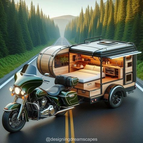 Motorcycle Campers: Compact Freedom for the Open Road Motorcycle Campers, Motorcycle Touring, Motorcycle Camping, Scooter Design, Go Ride, Tent Trailer, Cool Campers, Popup Camper, Motorcycle Types