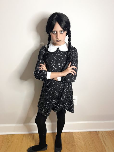 Wednesday Addams Sewing Pattern, Diy Wednesday Addams Costume Kids, Wednesday Costume Kids, Wednesday Adam’s Costume, Wednesday Addams Costume Kids, Wednesday Halloween Costume, Emo Party, Wednesday Addams Outfit, Wednesday Costume