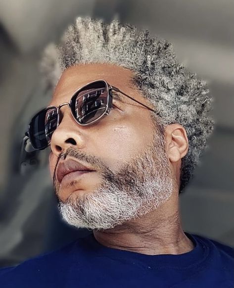 Blackman Hairstyle, Grey Hair Black Man, Grey Hair Beard, Bad Beards, Goatee Beard, Older Mens Hairstyles, Beard Game, Gq Fashion, Natural Hair Cuts