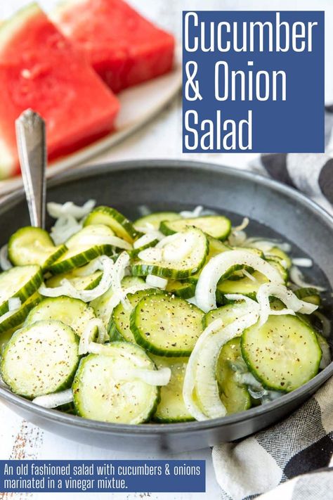 Cucumber And Onion Salad, Cucumber And Onion, Cucumber Onion Salad, Cucumber Salads, Eat Healthy On A Budget, Dill Salad, Bbq Pork Tenderloin, Easy Dinners For Two, Healthy On A Budget