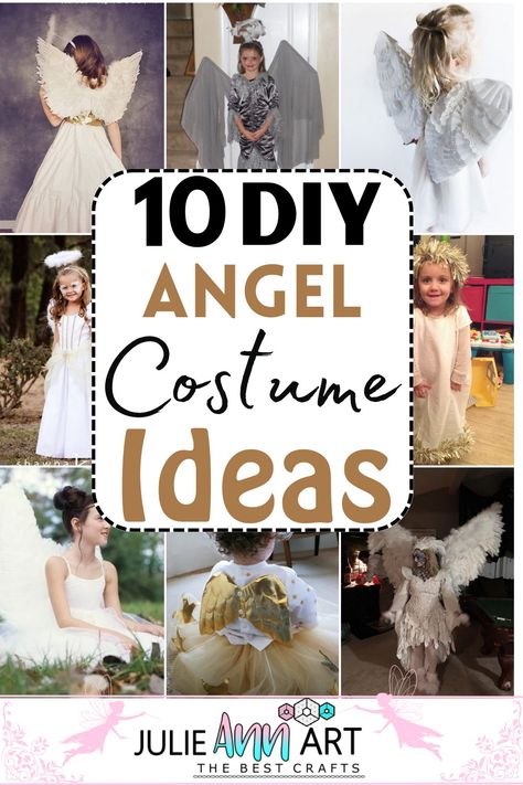 Angel Costume Easy Diy Angel Costume, Angel Halos Diy, Angel Diy Costume Women, Angels In The Outfield Costume, Diy Kids Angel Costume, Angel Costume Christmas, Kids Angel Costume Diy, Angel Costume Inspiration, Homemade Angel Costume