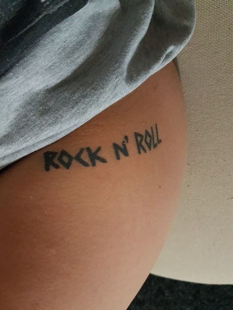 Rock n' Roll Tattoo Alt Rock Tattoos, Classic Rock Inspired Tattoos, Tattoo Ideas Rock And Roll, Rock Star Tattoo Ideas, Rock Tattoos For Women, Rock Music Inspired Tattoos, Rocker Tattoos For Women, Rock Sleeve Tattoo, 80s Rock Tattoo