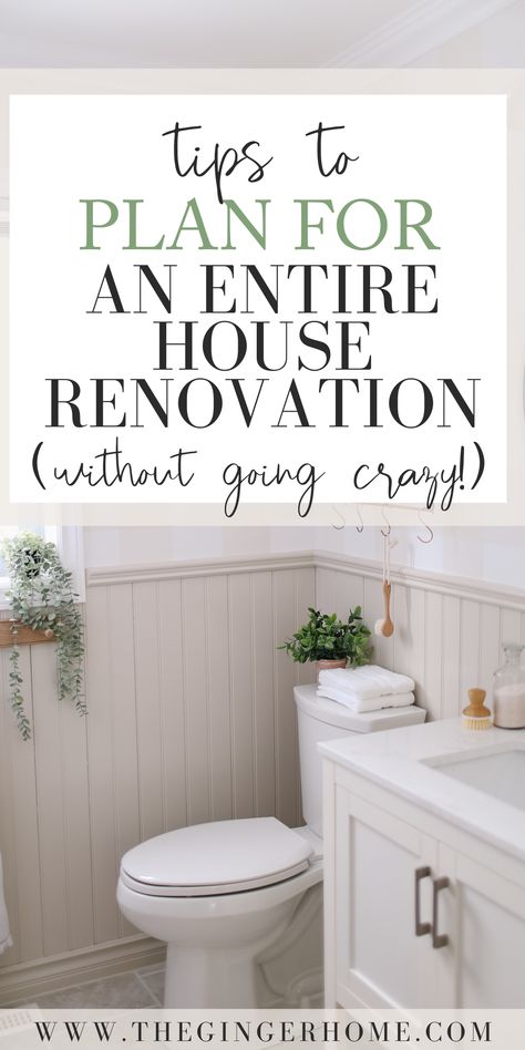 How to stay sane through home renovations. How to plan for entire house renovations. Home renovation worksheets. How to stay sane while renovating. Home renovations without going crazy Diy Budget Renovation, Budget Home Remodel, Home Renovation Steps, Diy Cottage Renovation, Cost Of Renovating A House, Renovating A Small Old House, Whole House Makeover, Tips For Home Renovation, Full Gut Renovation