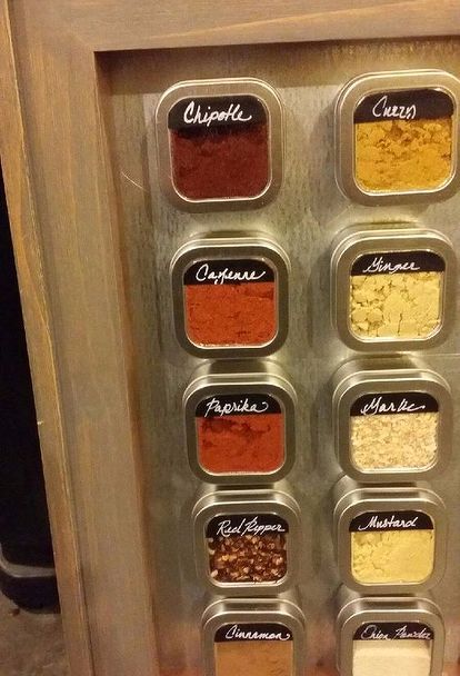 magnetic rustic spice racks upcycled recycled and nearly free Industrial Diy Decoration, Industrial Diy Decoration Ideas, Magnetic Spice Tins, Magnetic Spice Rack, Industrial Diy, Industrial Home Design, White Paint Pen, Magnetic Spice, Modern Plant Stand