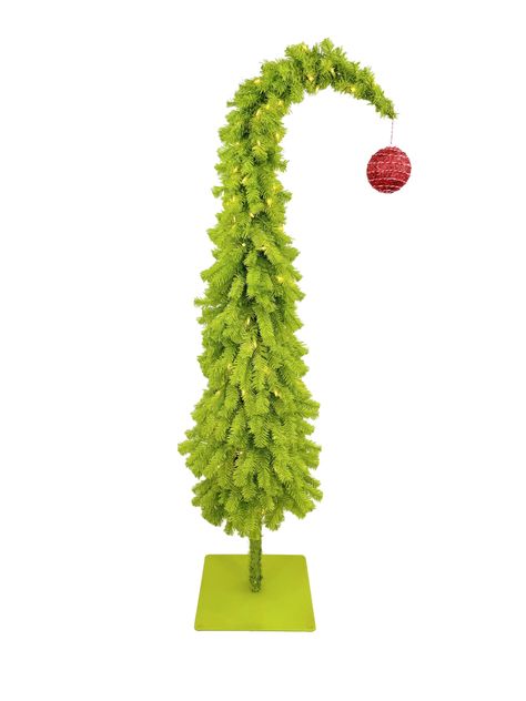 PRICES MAY VARY. Size: 28" x 60"H Color: Lime Green Lights: 150 Warm LED Tips: 521 Construction: Hinged Branches with 1 Piece Metal Stand Flame Retardant Ornaments Not Included Watch the holiday spirit grow when friends and family view this fun, whimsical Christmas tree. The unique shape of this tree with its tapered, drooping top and lime green coloring just screams fun. Warm LED lights add to the excitement while being energy efficient. Whimsical Grinch Tree, Grinch Decorations Diy Dollar Stores, Grinch Xmas Decor, Grinch Front Porch Decorations, Christmas Decor For Classroom, The Grinch Decorations, Grinch Home Decor, The Grinch Christmas Decorations, Non Traditional Christmas Tree