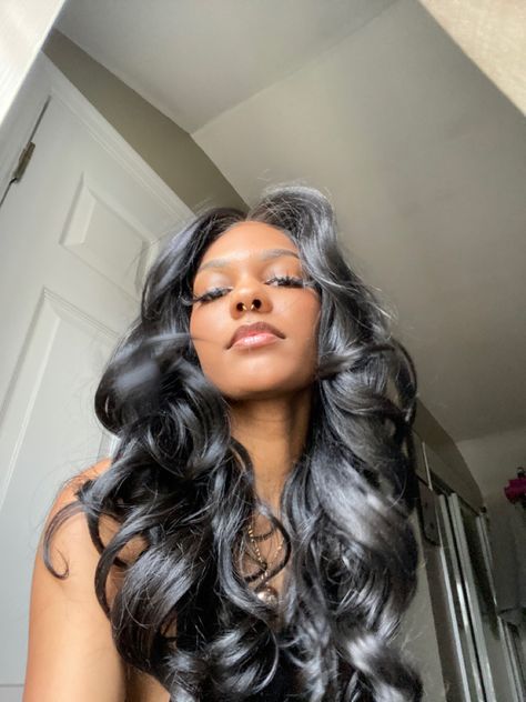 Mermaid Waves Black Hair, Lacefront Ideas, Sewin Hair, Hair Claims, Feminine Hair, Baddie Hair, Future Hairstyles, Vegas Hair, Blowdry Styles