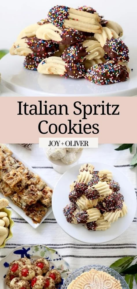 Wilton Classic Spritz Cookies, Buttery Italian Spritz Cookies, Chocolate Dipped Italian Butter Cookies, Christmas Cookie Press Recipes, Valentine Spritz Cookies, Spritz Butter Cookies Recipe, Spritz Christmas Cookies Recipes, Cookie Press Christmas Cookies, Spumoni Sugar Cookies