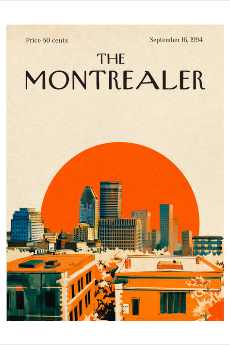 Old Montreal Aesthetic, Of Montreal Album Cover, Montreal Skyline, Vintage Montreal, Montreal Poster, Montreal Vacation, Office Poster, Colorful Art Prints, Basic Drawing