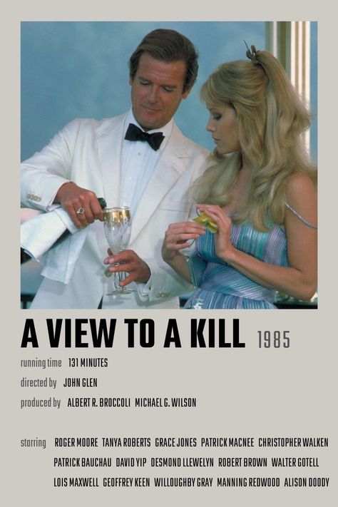 A View to a Kill Movie Poster Desmond Llewelyn, A View To A Kill, Netflix Hacks, Christopher Walken, 007 James Bond, James Bond Movies, Roger Moore, Motion Pictures, Bond Movies