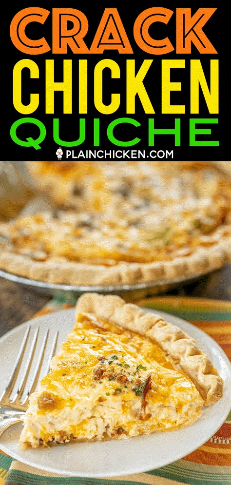 Chicken Enchilada Quiche, Quiche Recipes Chicken, Chicken Quiche Recipes Easy, Quiche With Chicken, Chicken And Eggs Dinner, Ready Made Pie Crust Recipes, Chicken Broccoli Quiche Recipes, Chicken Bacon Ranch Quiche, Bacon Cheddar Quiche Recipes