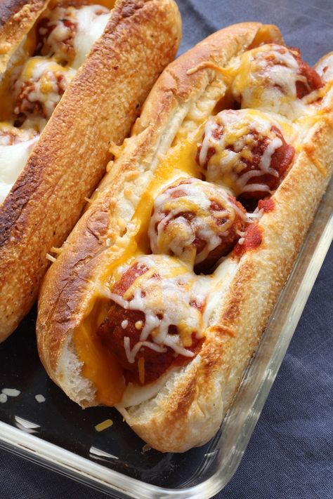 Meatball Submarine Sandwiches - My Recipe Treasures Hoggie Subs Recipe, Meatballs And Cheese, Submarine Sandwich, Meatball Sub Sandwiches, Kid Sandwiches, Easy Meatball, Easy Sandwich Recipes, Meatball Subs, Sub Sandwiches