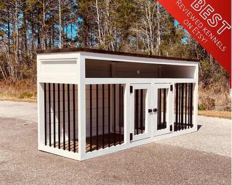 DIY Plans for XL Double Dog Kennel Extra Large Dog Crate PDF - Etsy Tv Stand Dog Kennel, Rustic Dog Kennel, Kennel Tv Stand, Farmhouse Dog Kennel, Double Dog Kennel, Crate Tv Stand, Tv Stand Plans, Extra Large Dog Crate, Custom Dog Kennel