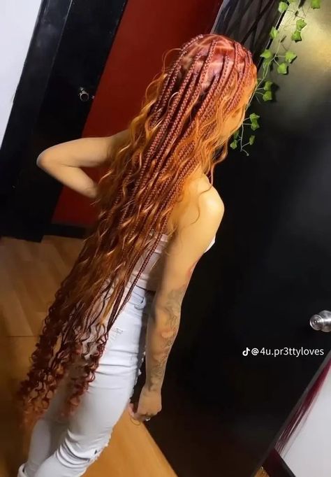 Red And Blonde Boho Knotless Braids, Ginger Hair With Braids, Ginger Braided Hairstyles, Boho Braids Color, Ginger Hairstyles, Braid Colors, Boho Knotless, Hair Dyed, Big Box Braids Hairstyles