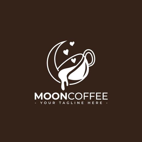 Moon Coffee Logo, Moon Cafe Logo, Coffee Logo Design Art, Cafe Logo Design Creative, Moon Logo Ideas, Cafe Shop Logo, Coffee Logo Design Ideas, Logo Coffee Design, Coffeeshop Logo