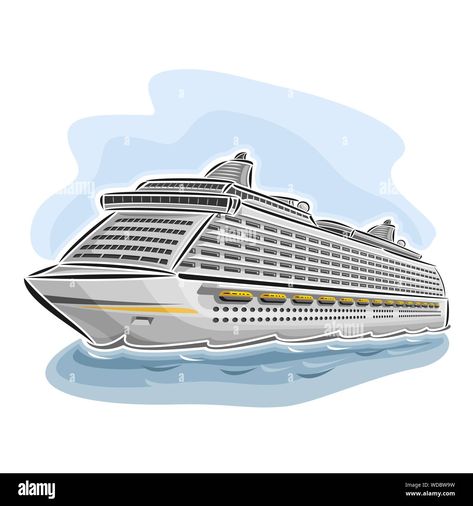 Cruise Ship Pictures, Ship Vector, Sea Drawing, Color Drawing Art, Logo Cartoon, Cruise Liner, Travel Words, Ship Drawing, Illustration Logo