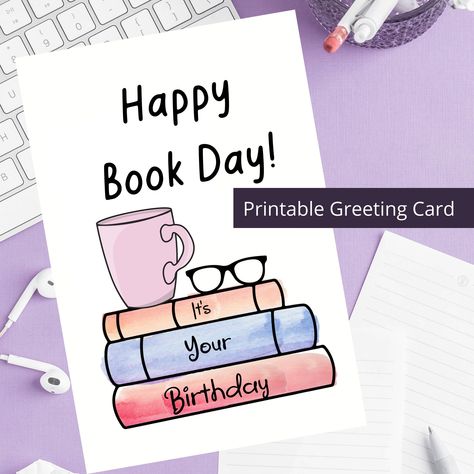 Book Stack Birthday Card instant download, Cute Printable card, Perfect for book lovers, friends and family Happy Birthday Cards Diy, Greeting Card Inspiration, Happy Books, Cute Birthday Cards, Book Stack, Book Jokes, Birthday Card Printable, Printable Greeting Cards, Birthday Cards Diy