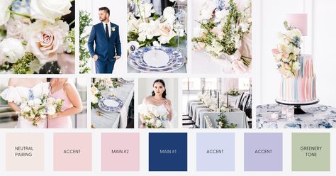 Navy and Blush Pink Wedding Color Palette Blueprint Green And Dusty Pink Wedding, Pink Wedding Color Palette, Planning 2025, Wedding Color Schemes Spring, Spring Wedding Color Palette, Wedding Color Scheme, Groom And Groomsmen Suits, Navy And Blush, Pink Wedding Colors