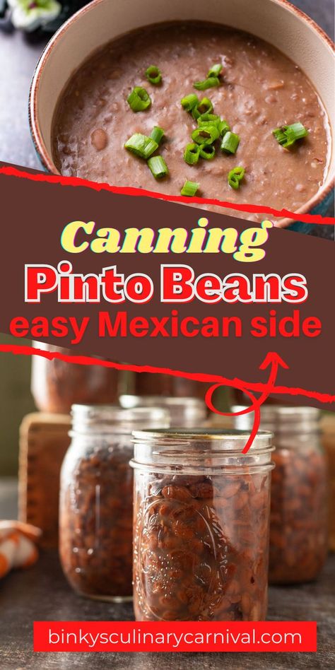 Canning Pinto Beans is super easy. Canning Pinto Beans yourself can save money and are such a delicious Mexican side dish! Mexican Canning Recipes, Canning Chili With Meat And Beans, Canned Pinto Bean Recipes, Canning Black Beans, Canning Pinto Beans, Freezing Produce, Canned Meals, Mexican Side Dish, Canning Beans