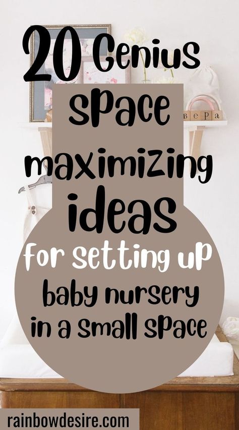 Tiny nursery ideas for small spaces baby room. How to set up a baby room in small space. How to maximize limited space to set up a toddler room if you have a small apartment. ideas to make space for baby clothes to hang and put baby stuff in the room without making it cluttered. #firstbaby #babynursery #babyroom #newbaby Nursery Storage Small Spaces, Small Baby Bedroom Ideas, Nursery Ideas Without Closet, Nursery Small Space Ideas, Nursery Tiny Space, Small Nursery Clothes Storage, Storage For Nursery Small Spaces, Storage Baby Stuff, Nursery In Living Room Small Spaces