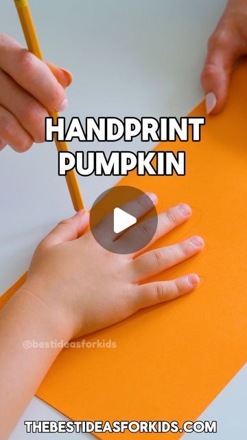 Kim McLeod | The Best Ideas for Kids on Instagram: "HANDPRINT PUMPKIN 🎃 
Follow me @bestideasforkids for more fun kid craft ideas. 

The cutest Halloween handprint craft- make these adorable pumpkin handprint cards 🎃

Kids will love decorating the faces on these cards.

First fold over a piece of orange cardstock.
Trace the handprint with the thumb on the folded part. 
We used some green cardstock to add a leaf and twisted down strips of green cardstock around a pencil for the vines. Then added a stem with some brown cardstock. 

#halloweencrafts #handprint #kidscrafts #kidcrafts #kidsactivities #preschoolactivities #preschool #kindergarten #kindergartenactivities #grade1" Handprint Pumpkin, Pumpkin Handprint, Kid Craft Ideas, Handprint Cards, Halloween Handprint Crafts, Halloween Handprint, Fall Crafts For Toddlers, Hand Crafts For Kids, Handprint Craft