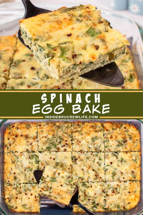 Spinach Egg Bake, Spinach Egg Casserole, Cereal Pancakes, Egg Bake Casserole, Italian Eggs, Spinach Breakfast, Eggs Toast, Healthy Greens, Breakfast Bakes