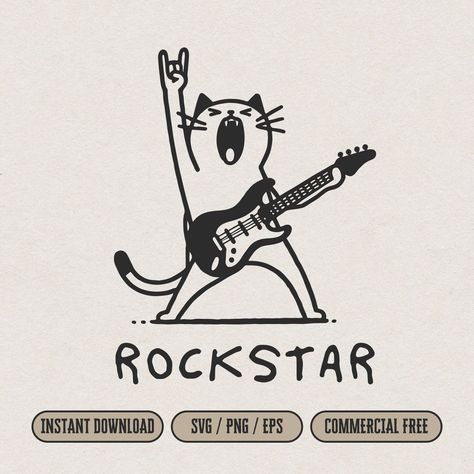 Dancing Cats Illustration, Cat Playing Electric Guitar, Rock And Roll Wall Art, Rockstar Cat Drawing, Music Svg Free, Rock And Roll Illustration, Cat Poster Design, Cat With Guitar, Rockstar Cat Rock And Roll Wall Art, Rockstar Cat Drawing, Music Svg Free, Rock Star Drawing, Rock Music Illustration, Rock And Roll Illustration, Rockstar Illustration, Rock Band Illustration, Cat Poster Design