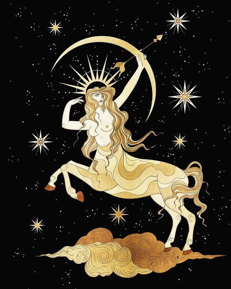 Cocorrina & Co on Instagram: “Heart, visionary, generous, and straightforward, Sagittarius, this is your season!  Sagittarius are confident and despise conventions. They…” Sagittarius Art, Astrology Art, Greek Goddess Art, Arte Sketchbook, Fire And Desire, Goddess Art, Aries Season, Instagram Heart, Witchy Wallpaper