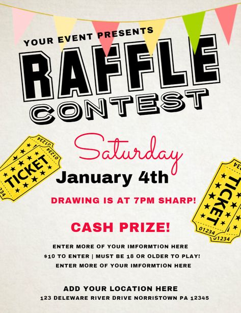 Raffle flyer/poster social media post template Raffle Flyer Template, Raffle Poster Design, Raffle Poster Ideas, Raffle Fundraiser, Purse Bingo, Raffle Flyer, Anzac Cookies, Fundraiser Raffle, Chinese Auction