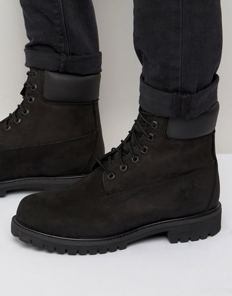 TIMBERLAND CLASSIC 6 INCH PREMIUM BOOTS - BLACK. #timberland #shoes # Black Boots Men Outfit, Black Work Boots, Timberland Boots Outfit Mens, Boots Men Outfit, Timberland Boots Black, Boots Outfit Men, Timberland Boots Outfit, Timberland Waterproof Boots, Black Boots Men