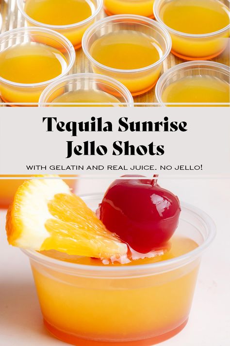 These Tequila Sunrise Jello Shots taste just like the popular summer cocktail but in a jello shot form! These are really easy to make and perfect for a party and a big crowd. They don't have as much alcohol as a regular shot so everyone can enjoy a few of them! Big Pool Party, Popular Summer Cocktails, Salmon Pesto Pasta, Pesto Tortellini Salad, Tequila Sunrise Cocktail, Big Pool, Sunrise Cocktail, Mango Pineapple Smoothie, Pesto Tortellini