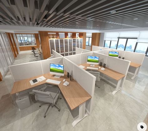 Modern Cubicle Design, Modern Cubicle Office Design, Corporate Office Cubicle, Open Cubicle Work Spaces, Builders Office Interior Design, Research Room Design, Bullpen Office Layout, Cubicle Office Layout, Cubicles Ideas Office