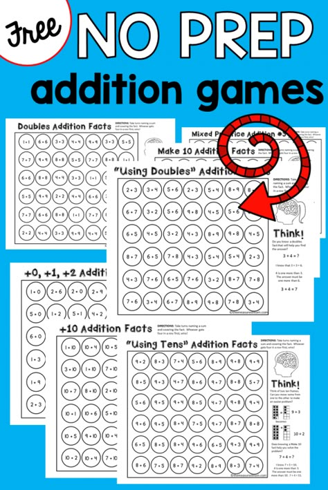 Addition Bump Game, Teach Addition, Spelling Homework, The Measured Mom, Measured Mom, Addition Strategies, Grade 2 Math, Grade 1 Math, Math Fluency