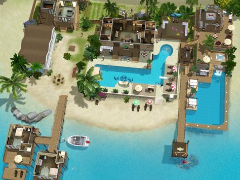 just another rebuilding of Hobart's Hideaway  Found in TSR Category 'Sims 3 Community Lots' Sims 3 Island Paradise House, Sims 3 Resort Ideas, Sims 3 Community Lots, Sims 3 Lots, Sims 3 Builds, Sims Community Lots, Sims 3 Houses, Sims 3 Island Paradise, Sims 3 Houses Ideas