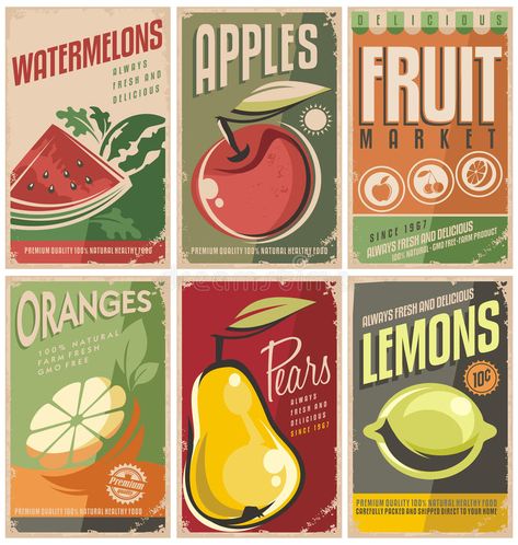 3d Templates, Fruit Poster, Retro Fruit, Lemon Kitchen Decor, Fruit Logo, Point Of Sale Display, Fruit Displays, Etiquette Vintage, Fruit Shop