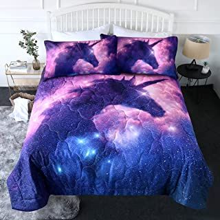 Amazon.com: twin girls comforter: Home & Kitchen Unicorn Bed Set, Unicorn Comforter Set, Marble Bedding, Galaxy Unicorn, Girl Comforters, Unicorn Bedding, Unique Bedding Sets, Space Bedding, King Size Bedding Sets