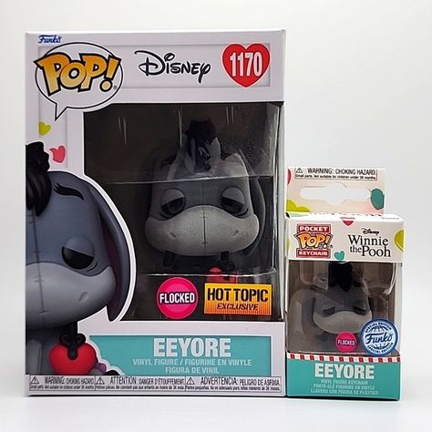 NEW Funko POP EEYORE & EEYORE Keychain SET FLOCKED Winnie the Pooh EXCLUSIVES Lucky The Leprechaun, Winnie The Pooh Eeyore, Disney Maleficent, Disney Pop, Pop Disney, Funko Pop Marvel, Pop Marvel, Teen Titans Go, Keychain Set