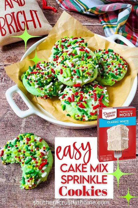 The holiday season is the perfect time to gather with family and friends and make some memories in the kitchen. With Christmas around the corner, why not add start a new tradition with easy cake mix Christmas sprinkle cookies? Cake Mix Santa Cookies, Cake Mix Christmas Cookies 4 Ingredients, Cake Mix Grinch Cookies, Christmas Funfetti Cake Mix Cookies, Christmas Sprinkle Cookies, Funfetti Cookies From Cake Mix Pillsbury, White Cake Mix Cookies, Christmas Cookie Exchange Recipes, Christmas Cookie Recipes Holiday