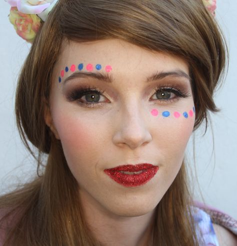 Jax-Glam Beauty Face Art   Small Dots Fun Face Paint Ideas For Women, Face Dots Makeup, Face Glitter Designs, Concert Face Paint, Dot Face Paint, Face Paint Dots, Festival Face Painting, Dots Face Paint, Face Paint Dots Around Eyes