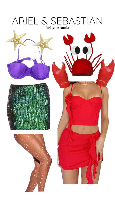 Sebastian Costume, Ariel Halloween Costume, Ariel Sebastian, Ariel Costume, Disney Duos, Ariel Costumes, Duo Costumes, Pretty Halloween Costumes, Duo Halloween Costumes